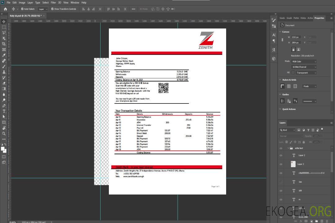 Ghana Zenith justificatif de domicile relevé bancaire template Ghana Zenith justificatif de domicile relevé bancaire template